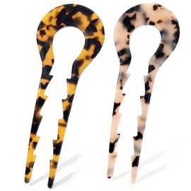 2 Pack Large French Pins Hair Fork Pin For French Twist Chignon Pins Large U Shape Tortoiseshell Hairpins For Women With Thicker Fine Hair