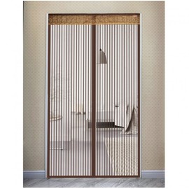 Fine Mesh Striped Door Mosquito Net (90x210cm) Brown