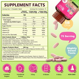 NATURE TARGET NATURE TARGET Kids Probiotic Chewable, 5 Billion CFUs Probiotics + Prebiotics for Ages 3+, Probiotics for Digestive Health, Immune Support & Appetite Booster, Natural Strawberry Flavor, 75 Servings