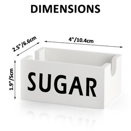 ELLDOO Wood Sugar Packet Holder, Farmhouse Sugar Packets Caddy, Tea Bag Organizer Sweetener Packets Storage, Small Condiments Packet Holder Sugar Dispenser for Coffee Bar Countertop, White
