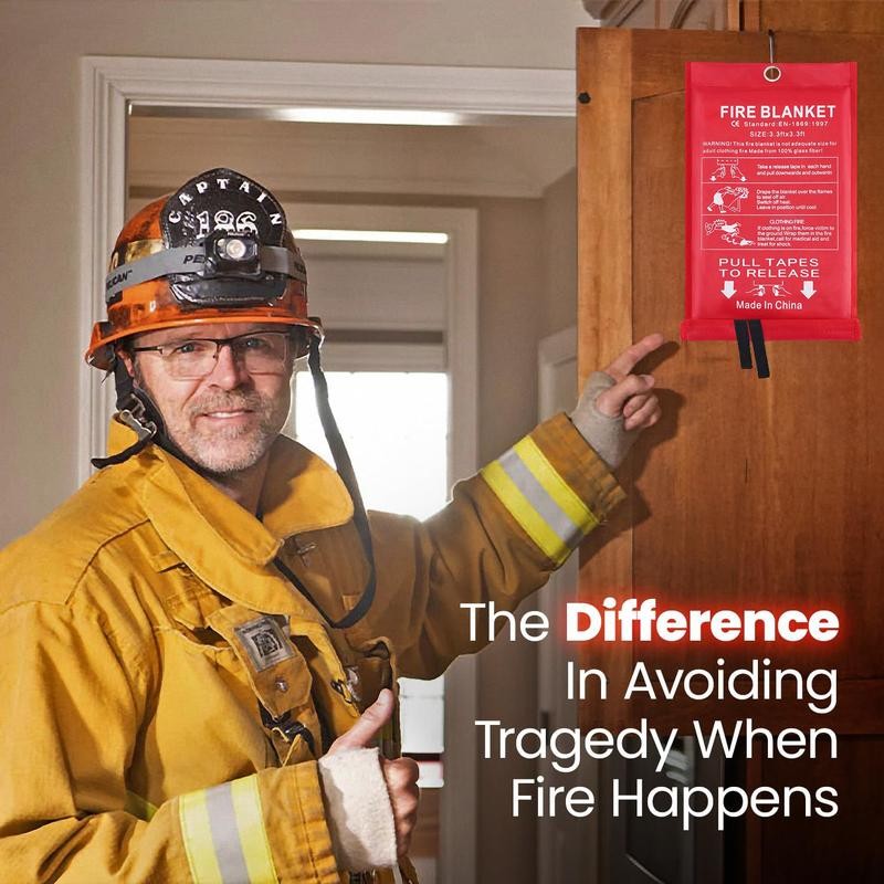 Emergency Fire Blanket - 4 Pack - Fiberglass Fire Suppression
