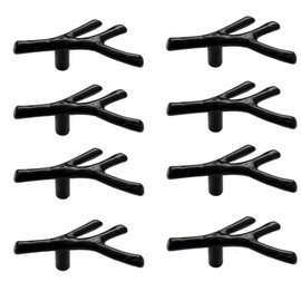 GDQLCNXB Branch Knob 8pcs Black Vintage Tree Twig Branch Cabinet Knobs Pull Handles with 3 Sizes Screws,Zinc Alloy Drawer Handle for Mountain House Kitchen Cupboard (2.7in/68mm)