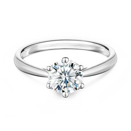 Springlight Moissanite Diamond Ring, 0.5ct/1ct/2ct D Color VVS1 Clarity Round Moissanite Engagement Rings 925 Sterling Silver Wedding Ring for Women. (1CT(6.5MM), L-½)