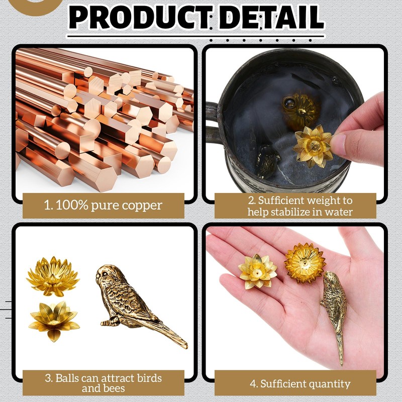 AceOrbit 5 Pcs 99.99% Pure Copper Bird Bath Disk Ornaments