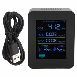 ZNAZ2CO3TB Bluetooth Air Quality Detector 5 in 1 Multifunctional CO2 Temperature Humidity Monitor for Office Home(Black )