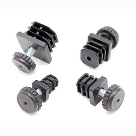 Threaded Plug 20 x 20 mm Insert Socket for Square Tube with Adjustable Foot Screw Base, Square, Plastic, Black