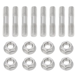 VGOL 8 Sets M8x1.25 Double Headed Bolt Nut Set 42mm Exhaust Manifold Stud Nut Stainless Steel Bolt Nut Kit for Automobile Exhaust System Intake Manifold