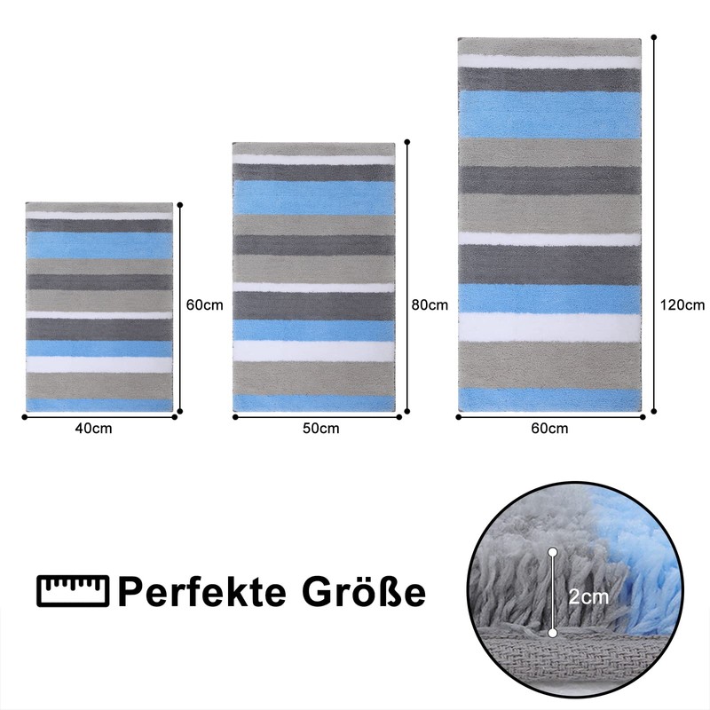Homaxy Non-Slip Bathroom Rug Soft High-Pile Microfibre Bath Mat Absorbent