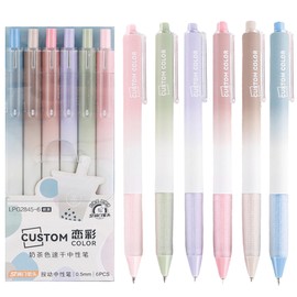 6 Pcs Cute Retractable Pens Aesthetic Gel Pen 0.5mm Black Ink Writing Pen Office School Supplies for Girls Boys Women Men Kawaii Pastel Pen (6Pcs Pastel)