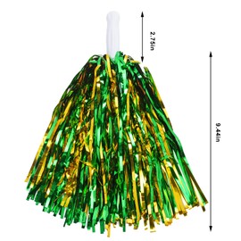 baotongle 12 PCS Cheerleading Squad Spirited Fun Poms Pompoms Cheer Costume Accessory for Party Dance Sports (Green Gold)