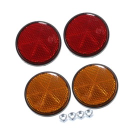 REPAIROCK 4 Pcs M6x1.0 Orange Red Plastic Universal Round Screw Mount Reflective Warning Reflector with Nut for Motorcycle Bike Auto Replacement Parts