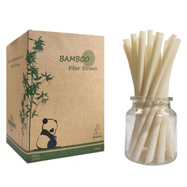Extra Wide Bamboo Smoothie Boba Straws, 200 Pack Disposable Drinking Straws Biodegradable Bamboo Boba Straws Made of 100% Natural Plant Based Fiber - Durability 9 in x 0.5 in Hot and Cold Drinking