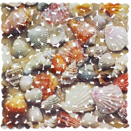 Brandseller Bath Mat Shower Mat with 4 Print Designs Pink, Shells and Water Droplets, 53 x 53 cm and 70 x 36 cm