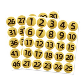 STARLIBOO 1 to 50 Gold Consecutive Number Stickers, 1.5 inch Vinyl Number Stickers Round Labels Inventory/Storage Organizing Stickers for Indoor Outdoor, Boxes, Bins, Toolbox, Locker (500 Labels)