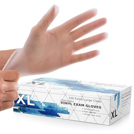 Disposable Gloves, Clear Vinyl Gloves, Powder Free, Latex Free, Medical Exam Gloves, Vinyl Multi-Purpose Gloves, Extra Strong, Disposable Clear Gloves, Size - XL (Pack of 100)