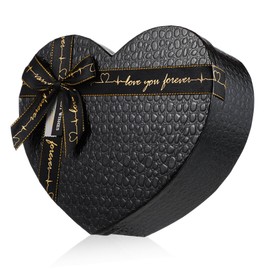 SHINEOFI Heart Shaped Boxes for Flowers Arrangements Nesting Boxes with Lids Hearts Treat Boxes, 9.04inch, Black