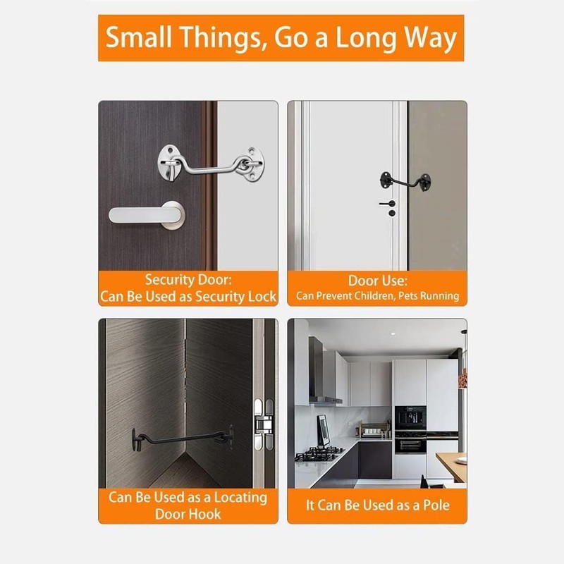 Mgoodoo 25cm Cabin Hook Eye Latch Lock，Stainless Steel Door Latch