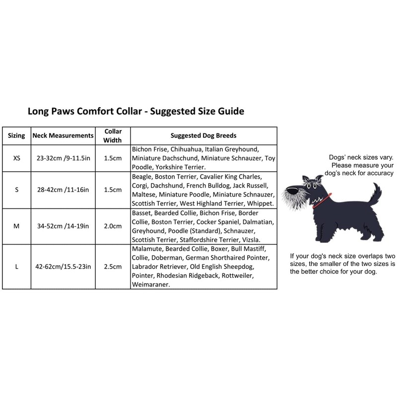 Long Paws Comfort Collar, Reflective, Padded Dog Collar, Extra Small,