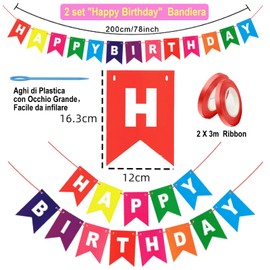 Festa Centro 2 Sets Colorful Happy Birthday Banner Decorative Happy Birthday Banner Colorful Bunting Decorations for Birthday Party (Colorful)