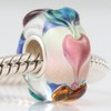 LAMOONY Lampwork Murano Charm 925 Sterling Silver Glass Charm Flower