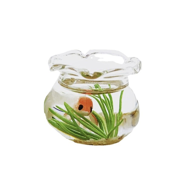 Goodliest Dollhouse Fish Tank, 1:12 Scale Miniature Resin Accessories for Garden Scene Decor Random Color Round