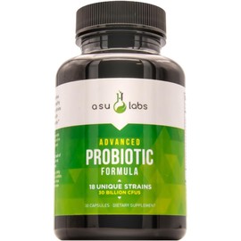 AsuLabs® Formula Probiotica Avanzada con 18 Cepas Probioticas Clinicamente Seleccionadas para ayudar a eliminar Los malestares digestivos. para Hombres y Mujeres. Capsulas Vegetarianas.