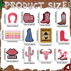 Western 45Pcs Pink Trucker Hat Patches - Western Iron On Embroidered Patches for Cowgirl Hats, Jackets, Backpacks Clothing ﻿