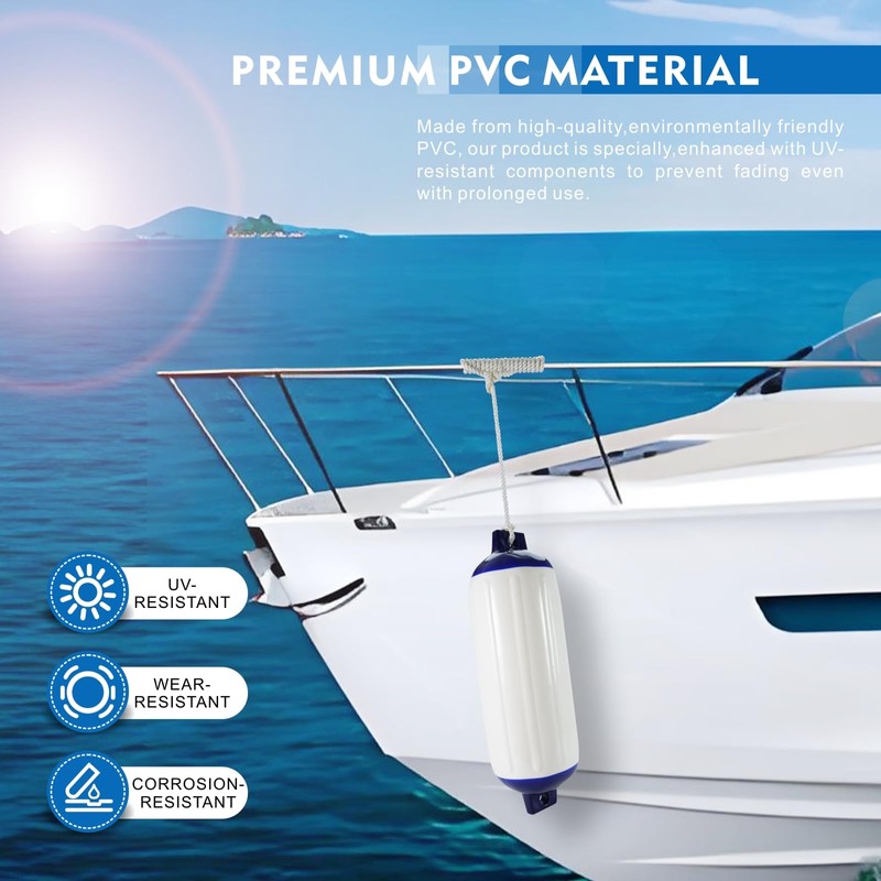 YLVERX 2-Pack Heavy Duty Boat Fenders with Ropes – Saltwater