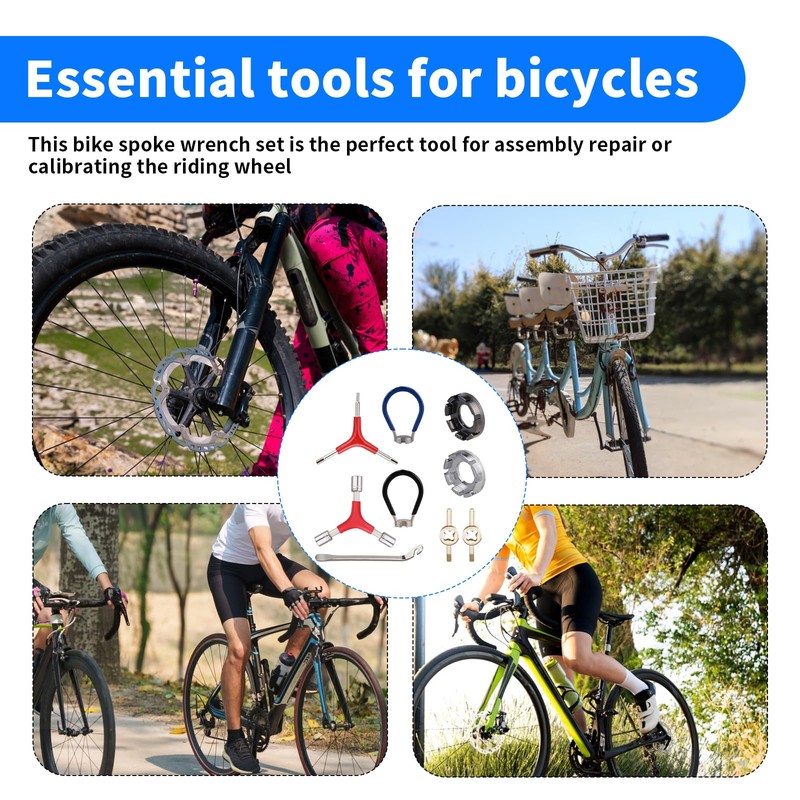CVASNF 9 Piece Bicycle Spoke Wrench, Size 10-15 Universal Spoke
