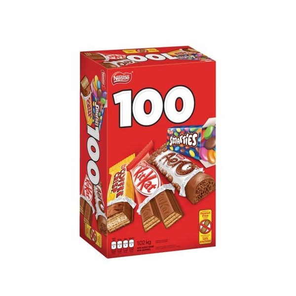 Nestle Chocolate Bars Variety Pack Snack Size 100 Count 1.02Kg