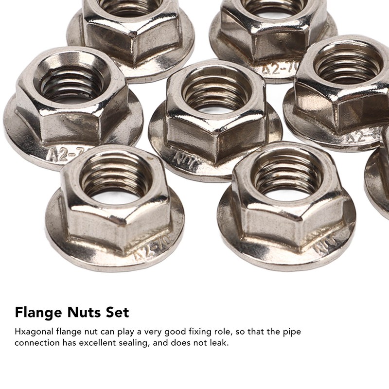 40pcs M10x1.25mm Hxagonal Flange Nuts Stainless Steel Rust Resistant Fine