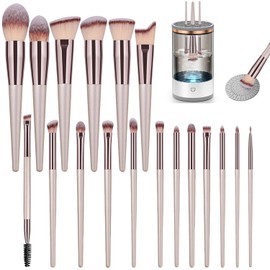 Brochas de Maquillaje 18 Piezas Set, para Maquillaje Profesional Juego de Brochas,automático limpiador eléctrico de brochas