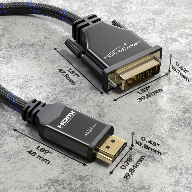 KabelDirekt HDMI DVI Adapter Cable with A.I.S. Shielding and Metal