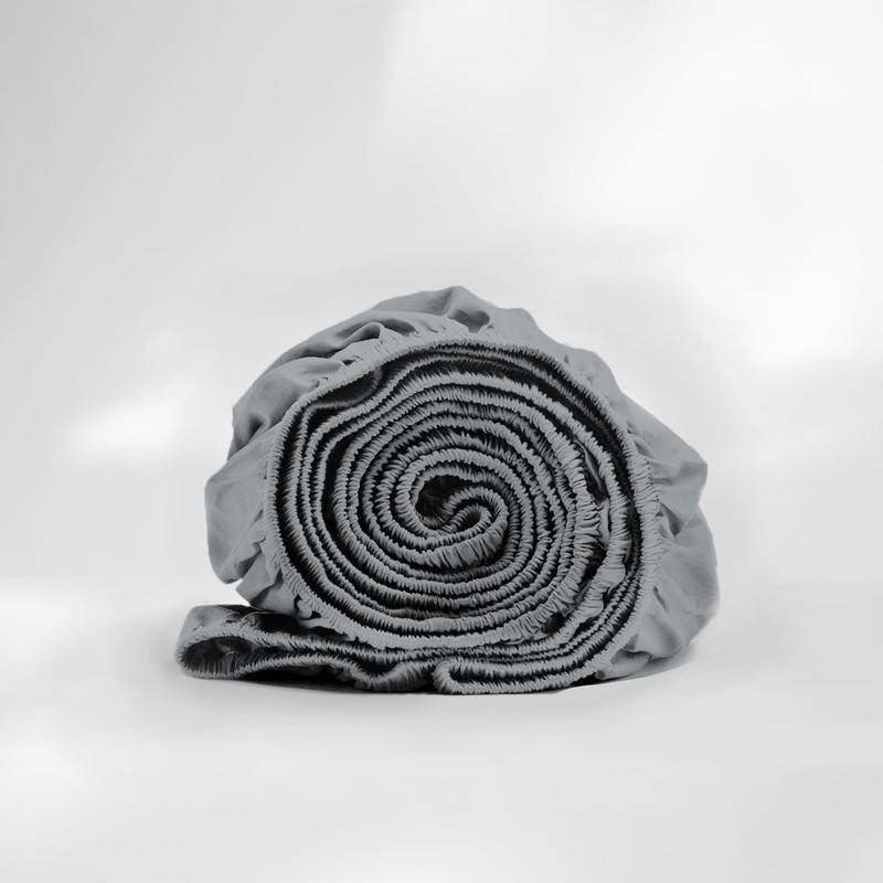 Purity Home 100% Cotton King Size Fitted Sheets Grey, Percale