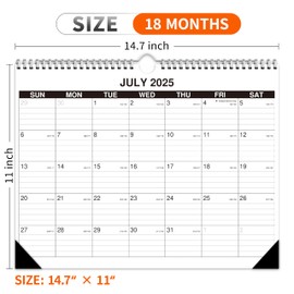 Wall Calendar 2025-2026, July 2025 to December 2026, 18 Months Calendar 14.7 * 11 Inch, Wall Calendar for Home or Office Planning and Organizing