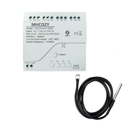 MHCOZY Smart Zigbee Temperature Controller 5-32V Dry Contact Passive Output 4 Relay Switches with Waterproof Temperature Sensor Works with Alexa (Tuya Zigbee Hub Required)