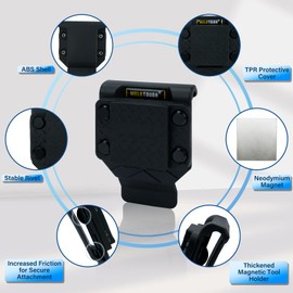 MELOTOUGH Magnetic Tool Holder Strong Magnetic Belt Clip for Screws,Nails,Wrench,Hammer,Pliers,Screwdriver,Trowel,Sockets - Fits Up to 2.7" Belt (Black)