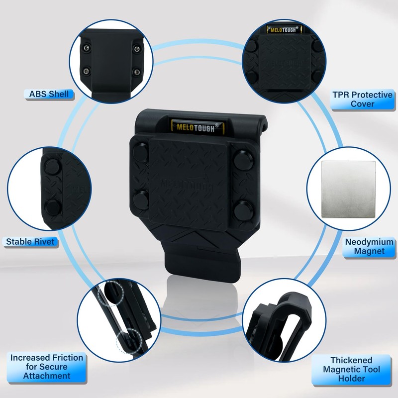 MELOTOUGH Magnetic Tool Holder Strong Magnetic Belt Clip for Screws,Nails,Wrench,Hammer,Pliers,Screwdriver,Trowel,Sockets