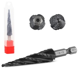 M35 Cobalt Four Spiral Flute Step Drill Bit,1/8"-1/2" 13 Sizes Impact Resistant M35 HSS AlTiN Coated,1/4" Hex Shank Step Bit for Hole Drilling in Stainless Steel, Copper, Aluminum, Wood, Plastic