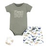 Hudson Baby Infant Boys Bodysuit, Short and Sock, Mamas Boy