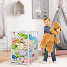JAWNLITY Stuffed Animal Storage Zoo Holder, PVC Stuffy Toy Organizer, 180L Vertical Plush Organizer, Stuffed Animals Cage for Nursery and Playroom