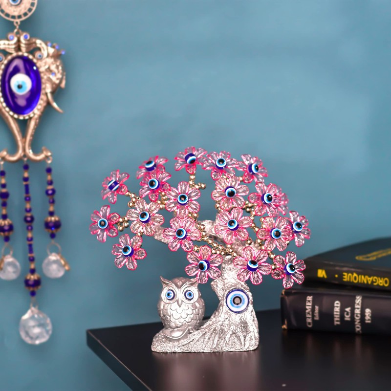 7.4'' Turkish Blue Evil Eye Tree Feng Shui Owl Decorative