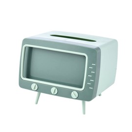 apott 2-in-1 Tissue Box TV-Shaped Napkin Holder with Cell Phone Slot Smartphone Holder Decor for Desktop Bathroom Office Use Green