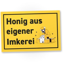 DankeDir! Honig aus eigener Imkerei - 30 x 20 cm Kunststoff Schild - Geschenk Geschenkidee Imker Freunde - Geburtstagsgeschenk Türschild Spruch Wandschild Hinweisschild Hinweis