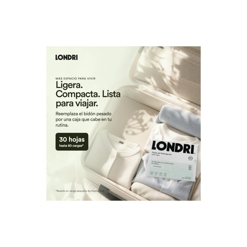LONDRI Detergente para Ropa en Hojas (30 Laminas por Caja)