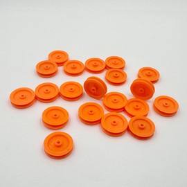 URIMPAVIDO 20PCS 2MM Hole Plastic Belt Pulley Drive Pulley with Rubber Transmission Belts Pulley Belts for DIY Model Toy RC Car Airplane Accessories (Orange, 17mm Diameter)
