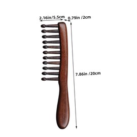 Healeved Wide Tooth Wooden Hair Comb Comfortable Grip Curl Detangling Comb Natural Sandalwood Scalp Massager for All Hair Types Smooth Styling and Gentle Care