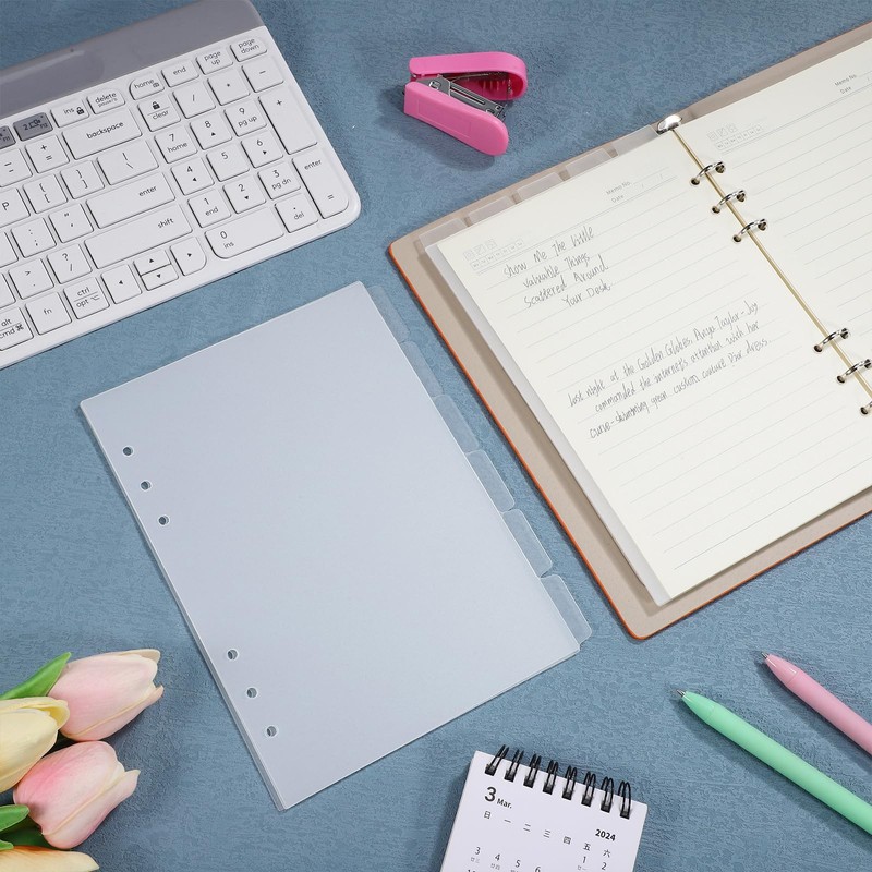 Index Divider Card Sheet a5 6 Holes Transparent Plastic Index