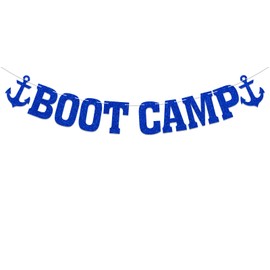 Boot Camp Banner Military Themed Party Decorations for Navy Bound Welcome Ceremony Army Theme Party Supplies Blue Glitter