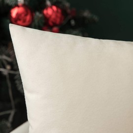 MIULEE Christmas Velvet Soft Decorative Square Throw Pillow Case Cushion Covers Pillowcases for Livingroom Sofa Bedroom with Invisible Zipper 26"x26" 2 Pieces Cream White
